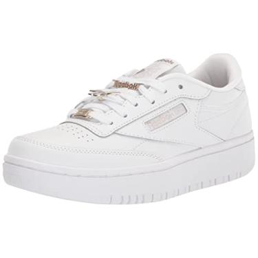 Imagem de Reebok Tênis Duplo Unissex Infantil Club C, Branco/pedra cinza/pedra da lua, 5.5 Big Kid