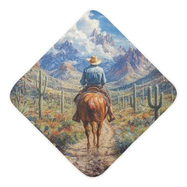 Imagem de STAYTOP Toalhas de bebê com capuz de musselina de cowboy montando a cavalo, toalha de banho super macia, toalhas de banho absorventes para banho recém-nascido unissex 76 x 76 cm