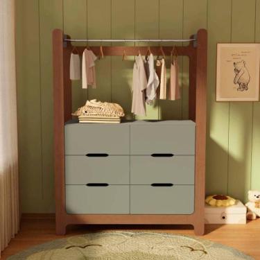 Imagem de Guarda-Roupa Closet Infantil com 6 Gavetas e Cabideiro 100% MDF Olívia
