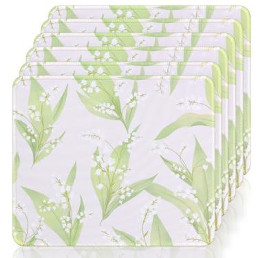 Imagem de ALOANES Conjunto de 6 mini mouse pad à prova d'água, base de borracha antiderrapante de 24 x 21 cm e superfície ultra suave para mesas de escritório e jogos (Flower01)