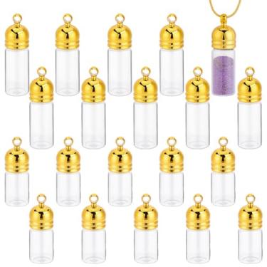 Imagem de AHANDMAKER Pacote com 20 colar com pingente de frasco de vidro aberto frasco de perfume dourado para lembrancinhas de festa de casamento, artesanato faça você mesmo, decoração de lembrança do dia dos