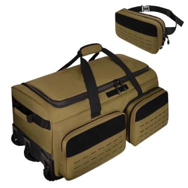 Imagem de Bolsa esportiva com rodas, bolsa grande de 120 L, bolsa de viagem militar à prova d'água para acampamento militar tático, Amarelo