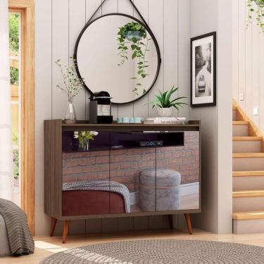 Imagem de Buffet Aparador Retrô Com Espelho Clássico 3 Portas Malbec - Moveisaqui