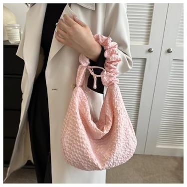 Imagem de Bolsa de ombro vintage, bolsa axila de grande capacidade com alça transversal, bolsa retrô estilo Hobo, rosa, Bolsa de ombro