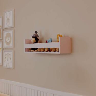 Imagem de Prateleira Porta Brinquedo Rosa 50 X 12cm Suporte Invisivel