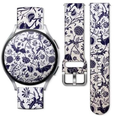 Imagem de Pulseiras de relógio compatíveis com Samsung Galaxy Watch de 40 mm, 42 mm, 44 mm, 45 mm e 46 mm, pulseira de silicone de substituição com padrão de 20 mm para Galaxy Wacth 7/6/5/4/5 Pro/4 Classic/3