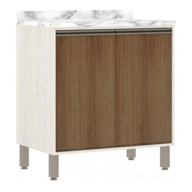 Imagem de Balcão De Cozinha Com Tampo 80 Cm 2 Portas De Abrir 1 Prateleira Linea Luciane Móveis