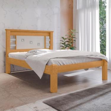 Imagem de Cama de Casal Modelo Lavínia Naturalle e Off White com Cabebeira em MDF