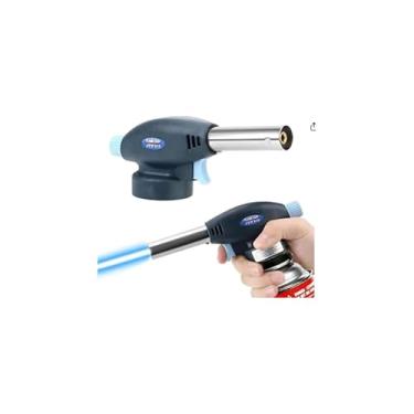 Imagem de Maçarico Culinário Portátil, Azul, 16cm, Controle Manual de Chama, Temperatura até 1300°C, para Cozinha e Uso Profissional