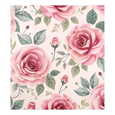 Imagem de Adesivo de painel magnético de geladeira rosa bege rosas, decalque magnético para painel de capa de lava-louças 58 cm L x 66 cm A