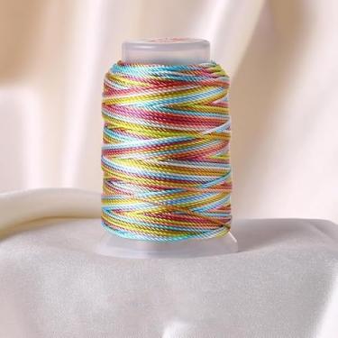 Imagem de Corda de pulseira colorida de 1 mm, fio fino encerado arco-íris resistente para fazer joias, colares, miçangas e artesanato - 50 jardas/rolo (borboleta)