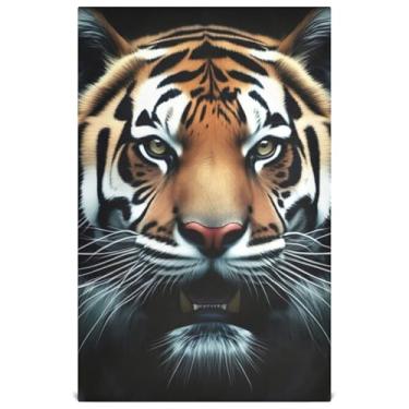 Imagem de Conjunto de toalhas de prato de cozinha com estampa de animal de rosto de tigre toalhas de chá de mão fofas panos absorventes macios 45 x 71 cm, pacote com 6