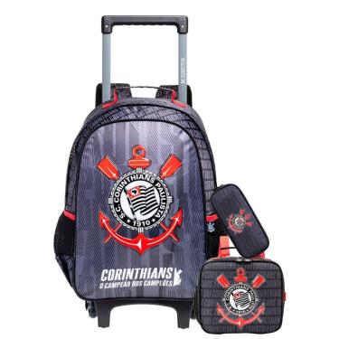 Imagem de Kit Corinthians Timão Mochila Roda 2Em1 + Lancheira + Estojo