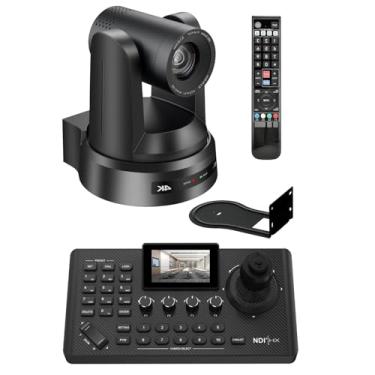 Imagem de Câmera 4K NDI PTZ com zoom óptico de 20x, câmera de videoconferência POE com saída USB HDMI SDI LAN, pacote com joystick controlador NDI PTZ para igrejas (kit)