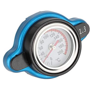 Imagem de Generic Tampa Termostática do Radiador à Prova de Vazamentos Com Medidor de Temperatura para Carros Universais, Liga de Alumínio de + Borracha de Silicone, Escuro + Preto, 2,6 X 0,8 pol. (Cabeça