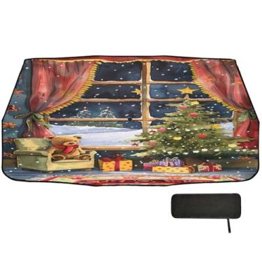 Imagem de Árvore de Natal urso escudo de carro para pára-brisa proteção de isolamento térmico carro para-brisa para-sol guarda-sol, capa solar para carro