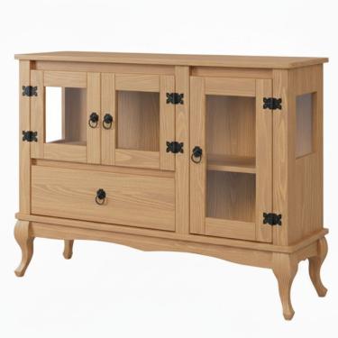 Imagem de Balcão V.itrine 3 Portas 1 Gaveta e V.idro Lateral Marrom