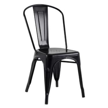 Imagem de Kit Com 6 Cadeiras Tolix Iron Design Industrial Reforçado Empilháveis Preto Semi-brilho