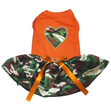 Imagem de Petitebella Vestido de cachorro camuflado com coração (laranja/camuflagem, grande)