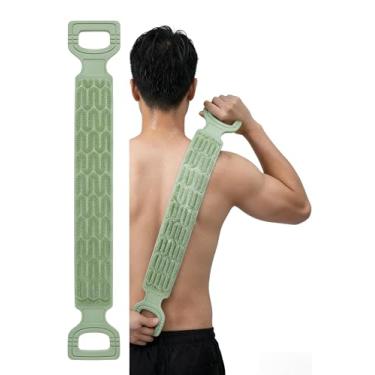 Imagem de Esfregão traseiro de silicone longo com cerdas de limpeza profunda - Escova de esfoliação de corpo inteiro, alça antiderrapante e design de tira flexível, (verde Matcha, 1 pacote)