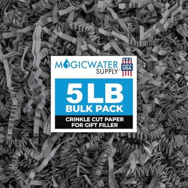 Imagem de Papel de corte enrugado MagicWater para cestas de presente - 2,3 kg - cinza ardósia - perfeito para enchimento de papel desfiado, enchimento de cestas, caixas de presente, presentes de dama de honra