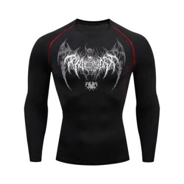 Imagem de Camiseta De Compressão De Manga Longa Com Estampa De Caveira E Asas Pa