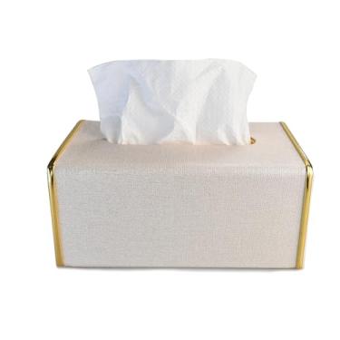 Imagem de Capa retangular para caixa de lenços de couro PU, suporte de lenço decorativo retangular, suporte de lenços de papel para casa, escritório, carro, com fundo magnético, organizador de lenços faciais