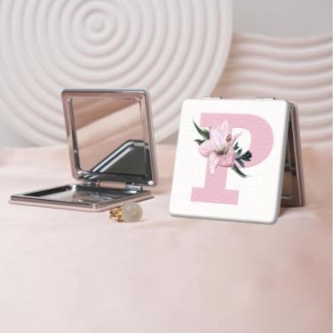 Imagem de Espelho de maquiagem portátil estilo carta minimalista, mini espelho de maquiagem portátil dobrável, espelho de bolso flip de dupla face com ampliação, adequado para todos em várias ocasiões