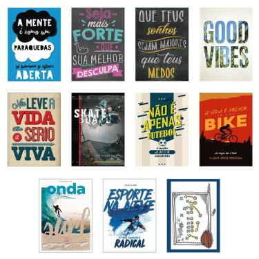 Imagem de Jogo 11 Placas Decorativas Esporte Em Mdf 2,5Mm 19X28,5Cm