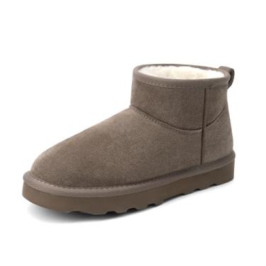 Imagem de Gvimenos Mini botas femininas de camurça genuína para inverno resistentes à água com forro de pele sintética aconchegante antiderrapante palmilha de espuma viscoelástica leve para puxar no tornozelo