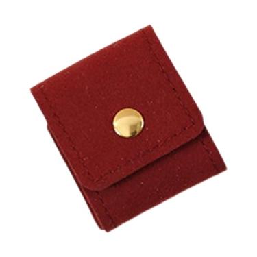Imagem de Dynwave Mini estojo de viagem para joias com fivela, bolsa de couro de microfibra para guardar broches, anéis e bijuterias em férias na praia, Vermelho