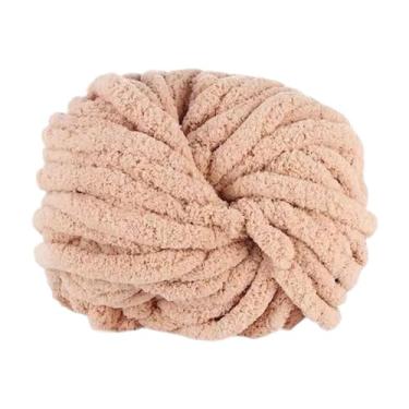 Imagem de Vaveren Fio de chenille grosso para tricô à mão, lavável, ideal para gorros, almofadas, cachecóis, mantas e tapetes de tricô, Chá com Leite