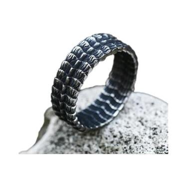 Imagem de Anel Amuleto Unissex Punk Vintage De Escama De Dragão Em Aço Inoxidáve