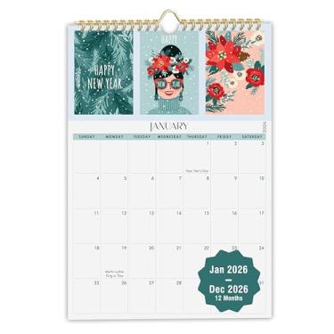Imagem de mudrit Calendário de parede 2026, agenda de 12 meses de janeiro de 2026 a dezembro de 2026, encadernado em espiral para escritório, casa, família, negócios, escola, planejamento de compromissos