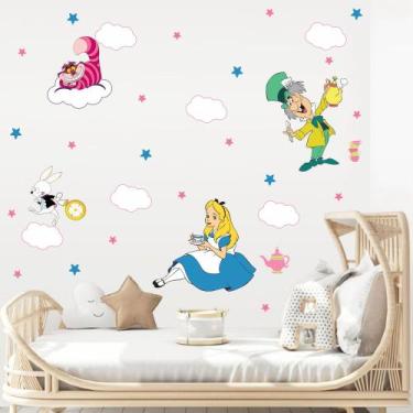 Imagem de adesivo de parede alice no pais das maravilhas decoração quarto de men