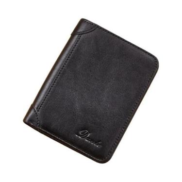 Imagem de Carteira Masculina De Couro Genuíno Antifurto RFID Vertical Três Dobra