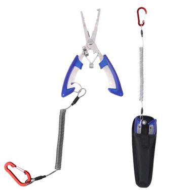 Imagem de Alicate para Argolas de Pesca com Cordão, Cortador de Linha Pesca em Aço Inoxidável Tesoura com Estojo Tecido Alicate Multifuncional para Pescas em Água Salgada e Doce Bagre Robalo Truta