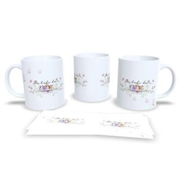 Imagem de Caneca de Cerâmica Branca Dia Internacional da Mulher, Design Floral com Frase Motivacional, Acabamento Brilhante (2)