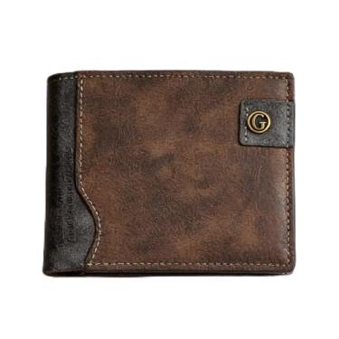 Imagem de Carteira masculina retrô, marrom escuro, grande capacidade, zíper, camurça fosca, confortável, marrom escuro retrô, design de zíper de grande capacidade com camurça de grão fosco, sensação confortável