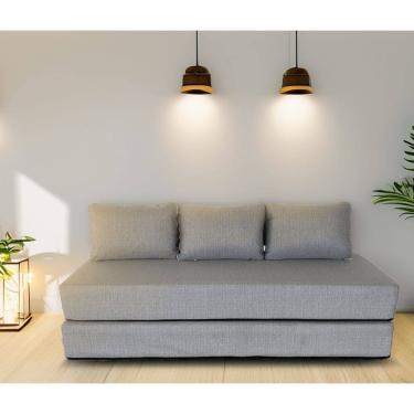 Imagem de Sofá-Cama Sleep Easy Linho Cinza 60x180x20cm - Sleep Complements