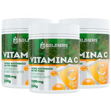 Imagem de Kit: 3 Vitaminas C Em Pó 500g - 100% Pura Importada - Soldiers Nutrition-Unissex