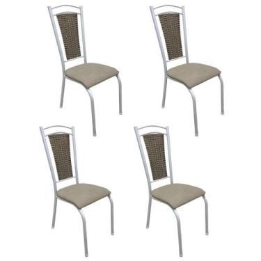 Imagem de Kit 4 Cadeiras Cozinha Aço Tubolar Confortável Jantar - Wj Móveis