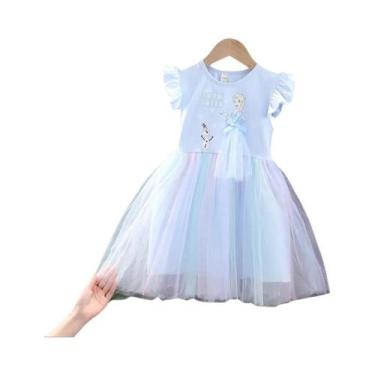 Imagem de Vestido De Princesa Elsa Para Meninas Verão 2024 Disney Frozen Vestido