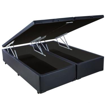 Imagem de Cama Box Queen Size com Baú Sonnoforte Corino Preto - 158x198