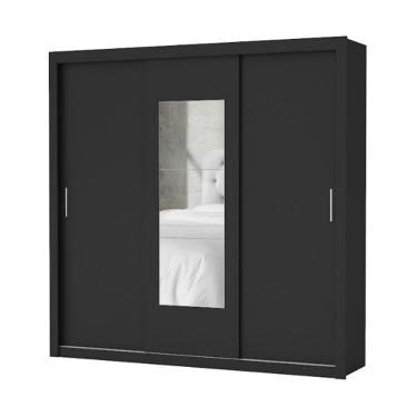Imagem de Guarda Roupa Clara 3 Pts Com Espelho Preto - Carioca