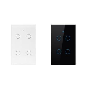 Imagem de Interruptor inteligente sensível ao toque com WiFi – Opções de 2/3/4 vias disponíveis, adequado para residências e escritórios (branco,4 entrada)