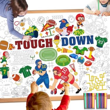 Imagem de HOWAF Pôster de colorir de futebol com 24 (12 cores) canetas de tinta, pôster de colorir gigante de futebol de toque para jogo de toalha de mesa banner para futebol, aniversário, presente de festa,