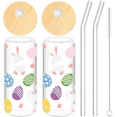 Imagem de Maxcheck 2 peças de copos de café gelado de 590 ml, copos para beber, copo de cerveja, copos de café gelado com tampas de bambu, canudo de vidro e escovas de limpeza para refrigerante de cerveja de