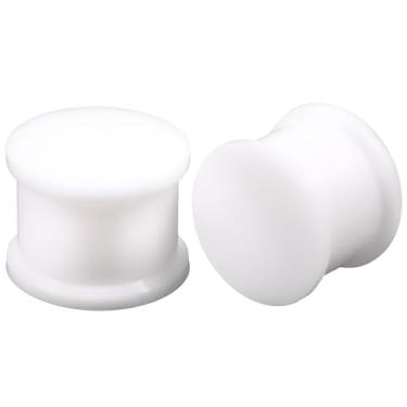 Imagem de Uqnwbdq Brincos de alargadores de orelha de silicone branco de 18 mm para orelhas, alargadores macios de borracha Platic para orelhas, alargadores duplos, tamanho 18 mm, kit de alongamento de joias