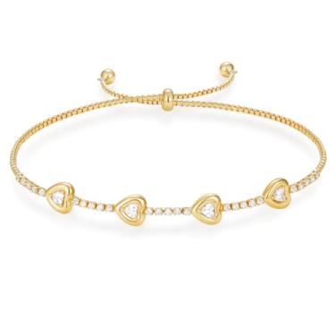 Imagem de KELORIS PATH Pulseira de tênis feminina, banhada a ouro 14K, clássica, ajustável, zircônia cúbica, joia delicada, presente, adjustable, Zircônia cúbica